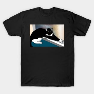 CUTE Tuxedo Cat resting on the window sill  Copyright TeAnne T-Shirt